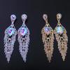Trendy Colored Diamond Tassel Earrings: European American Fashion with Creative Rhinestone Design