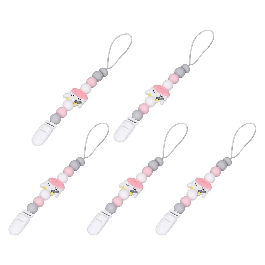 5Pcs Baby Pacifier Clip Food Grade Silicone Prevent Falling Easy To Clean Pacifier Chain for Toddler