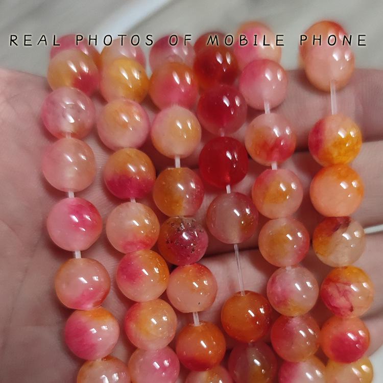 10mm Rose Yellow Seven-Color Jade Natural Stone Loose Beads for DIY Jewelry Accessories