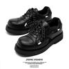 Matte Derby shoes men's platform casual leather shoes increase niche ruffian handsome personality-E