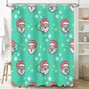 Christmas Shower Curtain Waterproof Washable Bathroom Decor with Cute Santa Claus Pattern for Kids Room Home Decoration Gift