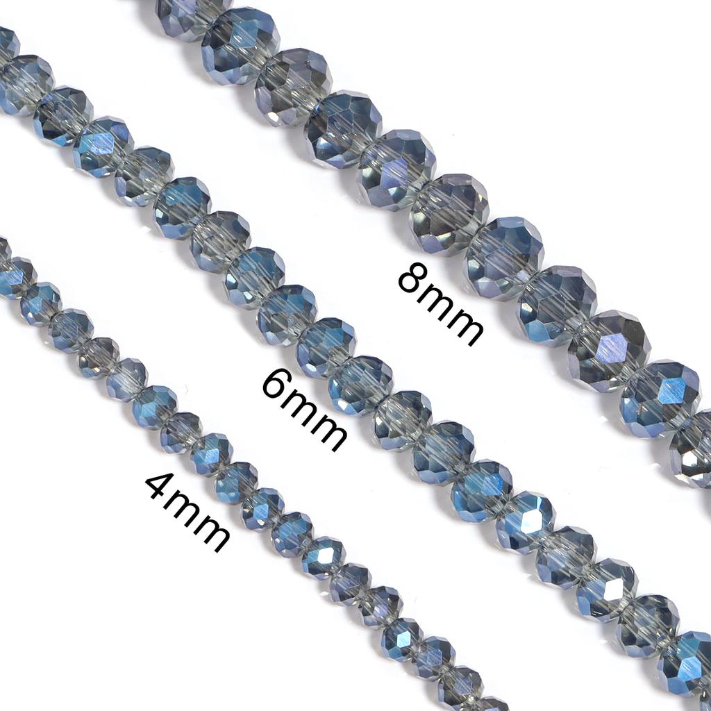 1 Strand Faceted Crystal Beads Ink Blue Glass Loose Beads For Jewelry Making DIY Crafts Bracelet Necklace Accessories 4/6/8mm