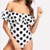 Summer Fashion Bikini Off Shoulder Ruffles Swimwear Sexy Solid One Shoulder Swimsuit