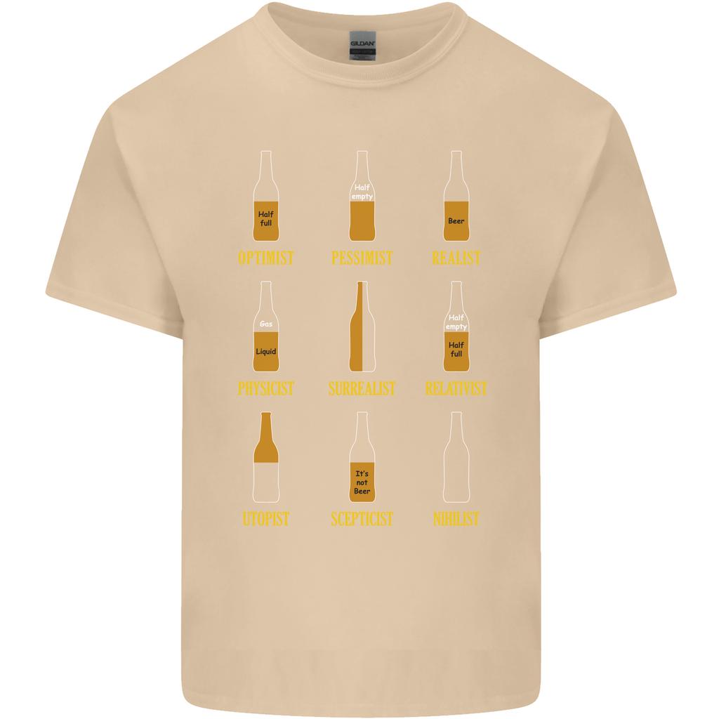 Optimism Pessimism Beer Alcohol Funny Unisexs Light Cotton TShirt