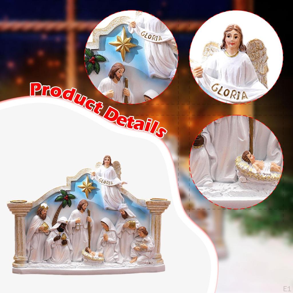 Christmas Nativity Scene Figurine Set Birth of Jesus Resin Figure Religious Decor