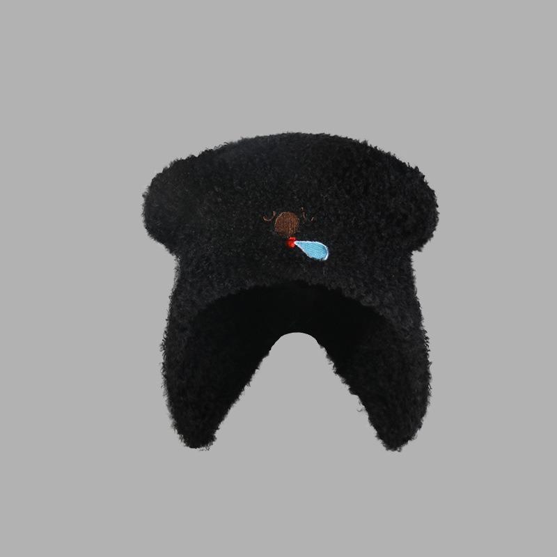 

Zhao Zhao Knitted Wool Hat Autumn and Winter Women s Warm Ear Protector Hat Head Hat Show Face Small Winter Hat Big Head one size fits all чёрный