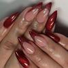 Burgundys Shimmers Press On Nail French Tip Floral Design Quickly Application Plastic Fake Nail For Weddings Parties Daily Use