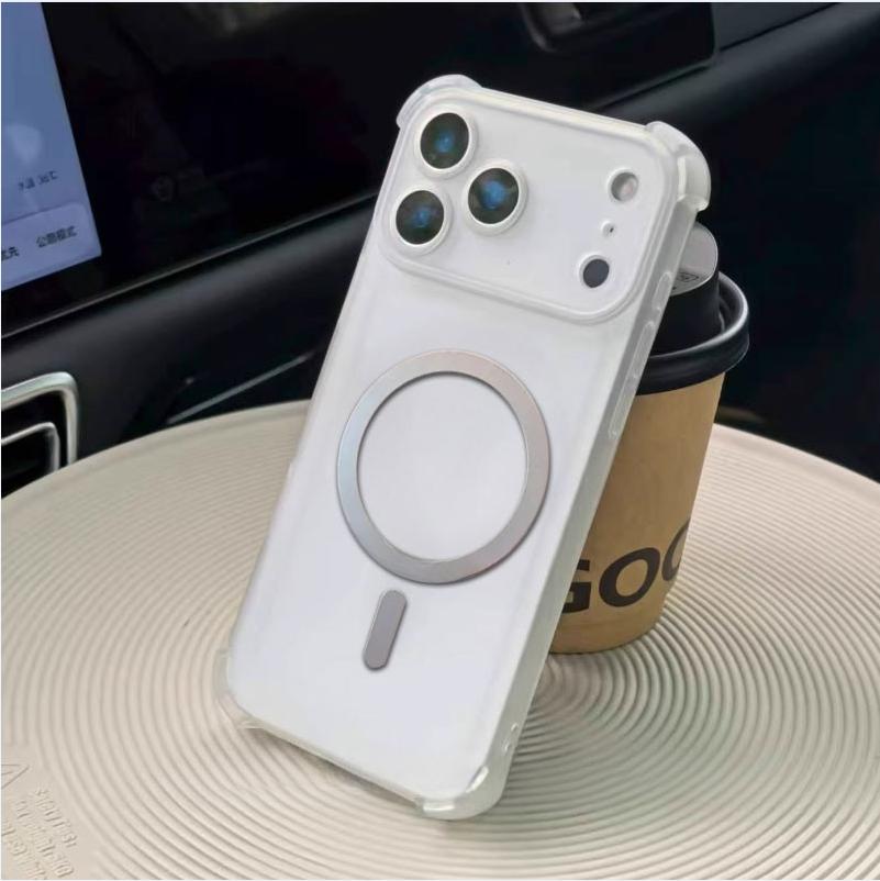 Magnetic Wireless Charging Airbag TPU Shockproof Case For iPhone 17 Pro Max  iPhone Air Magsafe Translucent Soft Silicone Cover Bumper