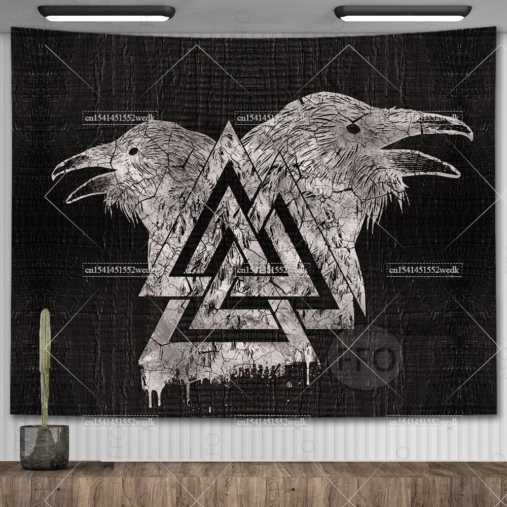Viking Raven Tapestry Wall Hanging Hippie Vikings Norse Tapestrys Tarot Witchcraft Aesthetic Room Decoration Tapiz Home Decor