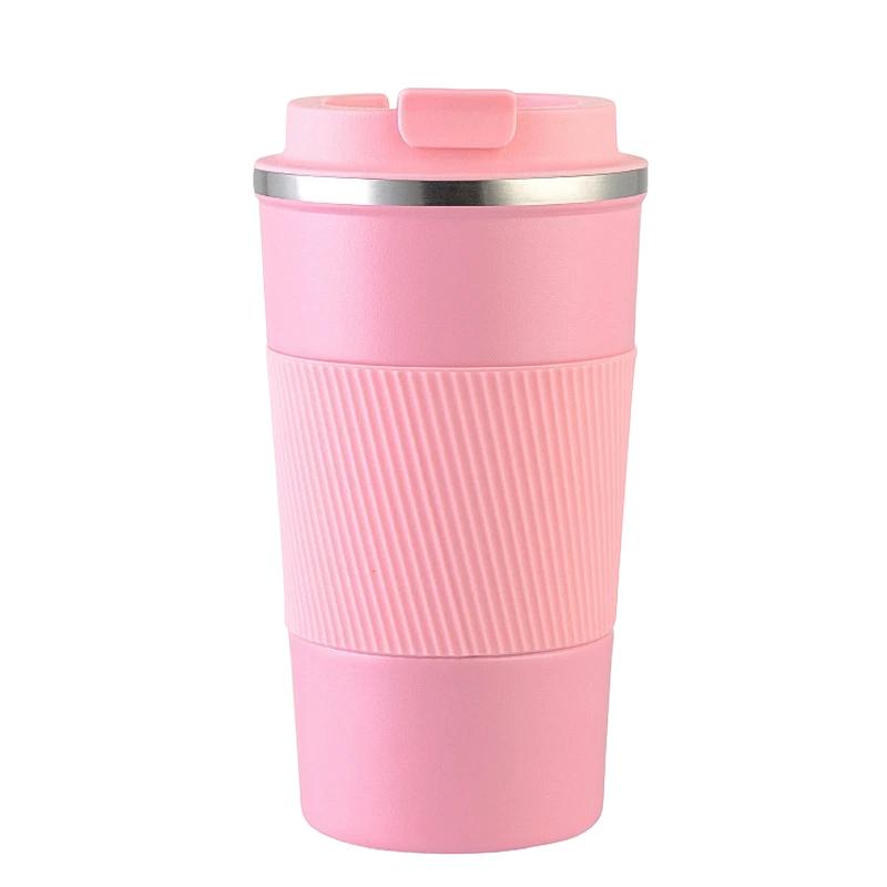 380ml Stainless Steel Silicone Coffee Cup, Fashionable Insulated Mug, Creative Portable Handle Tumbler, Car Cup
