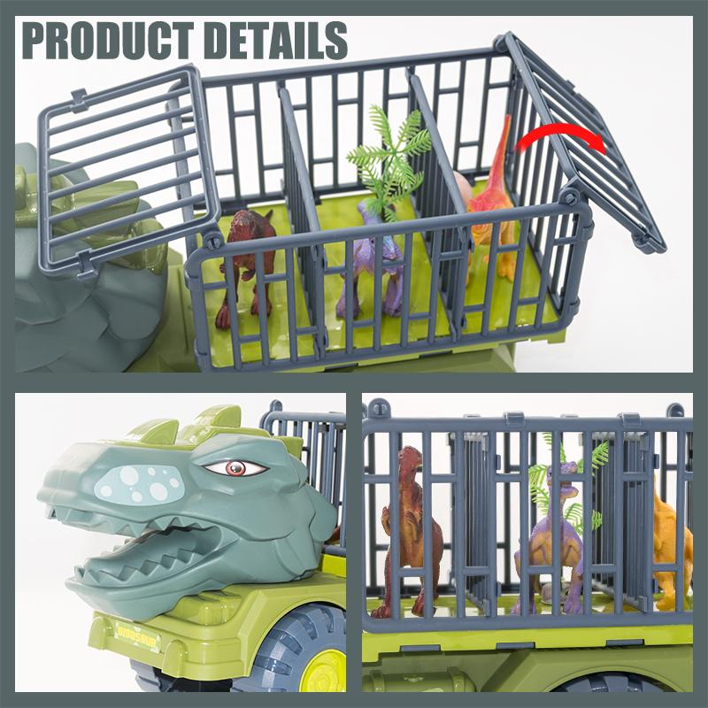 Tyrannosaurus Rex Carrier Car ,Triceratops Transport Vehicle, Truck Toys, Fantastic Playset for Kids