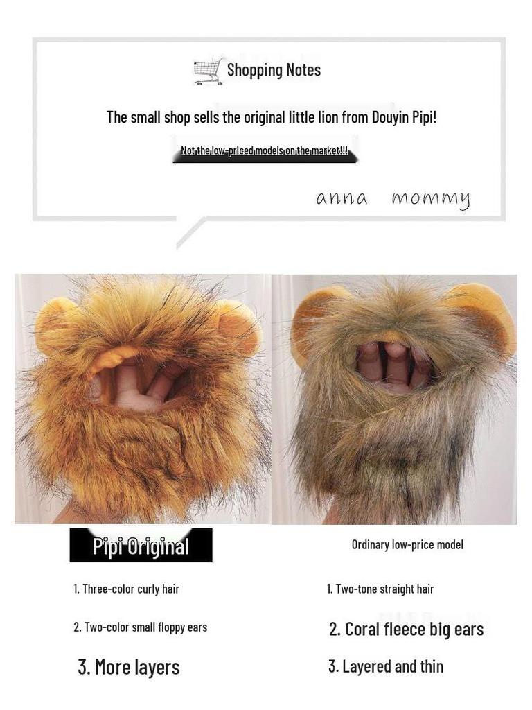 Cat & Small Dog Cute Lion Headgear with Rabbit Ears - Funny Pet Costume Accessories