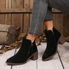 Fashion Autumn Suede Short Boots for Women Retro Pointed Head Thick High Heels Women's Ankle Boots Fashion Solid Side Zipper Botines