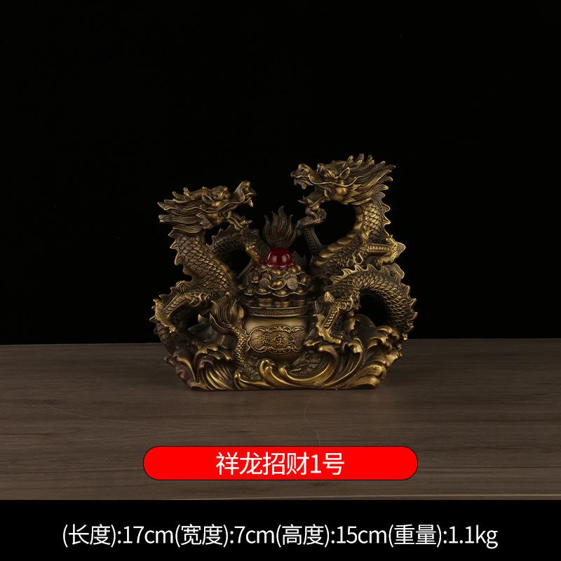 Двойной бронзовый таз сокровищ Знак зодиака Год Дракона Украшение