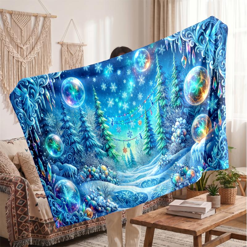 Christmas Flannel Throw Blanket Soft Warm Cozy For Sofa Bed Indoor Home Use Great Holiday Gift