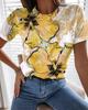 Sommer Dame 3D-trykte Blomster T-skjorte Mote Trend Topper Dame Casual Kortermet Klær Jenter O-hals Elegante T-skjorter