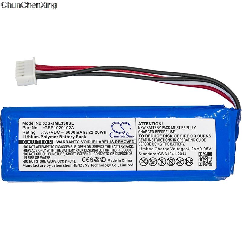 

Аккумулятор для динамика Cameron Sino 6000 мАч GSP1029102A(CS-JML330SL) Для JBL Charge 3 дважды проверьте расположение 2 красных и 2 черных проводов.