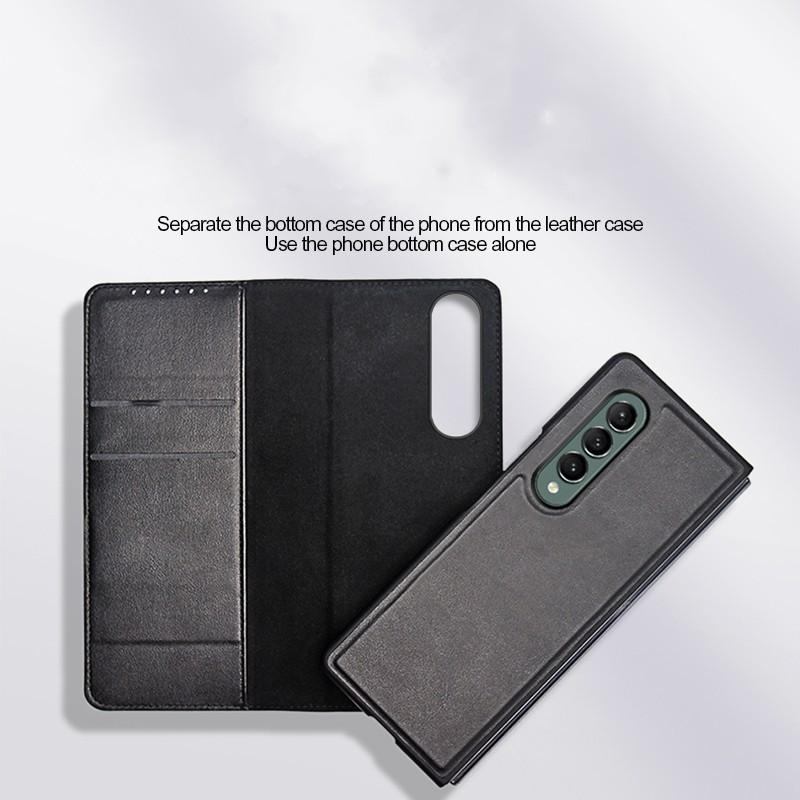 Luxury Leather Phone Cover For Samsung Galaxy Z Fold 4 3 2 Case With Card Slot Kickstand Back Case Can Be Separated