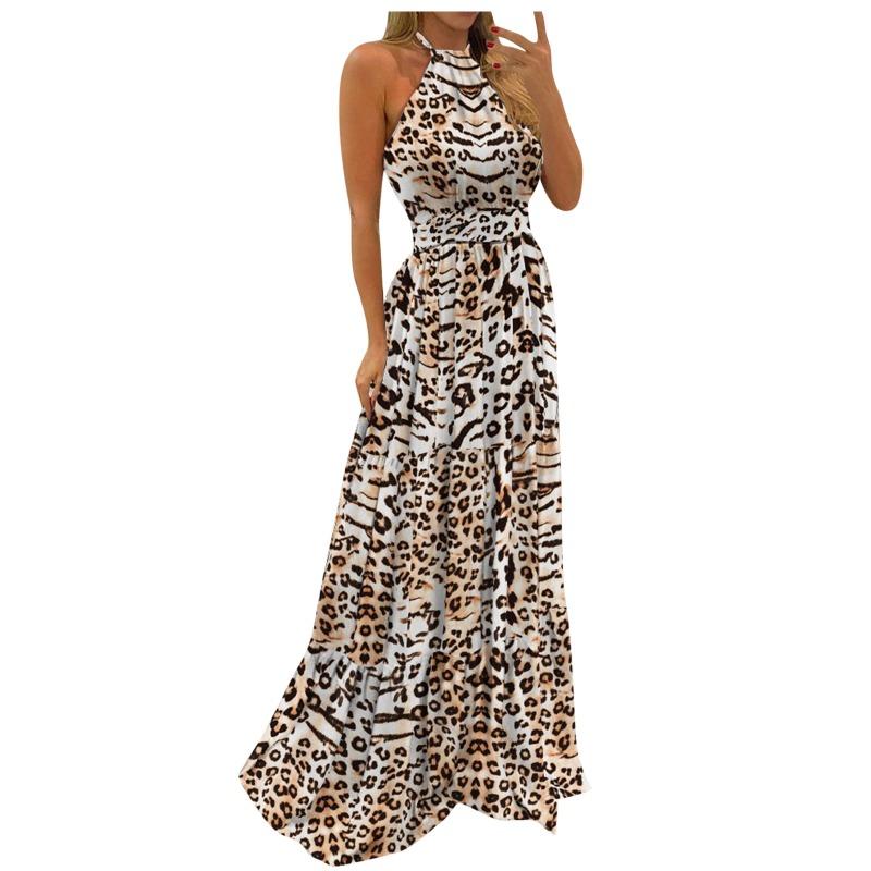 Wish Bohemian Lace Up Sleeveless Digital Printing Colorful Dress