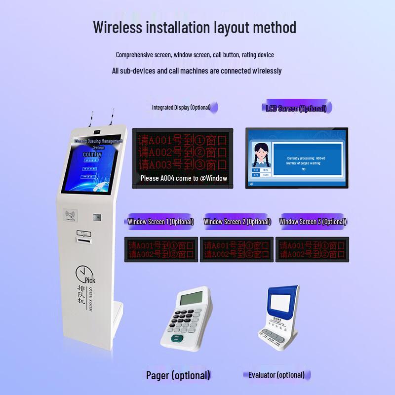 Self-Service Touchscreen Queuing Kiosk CN Plug (adapter Included)