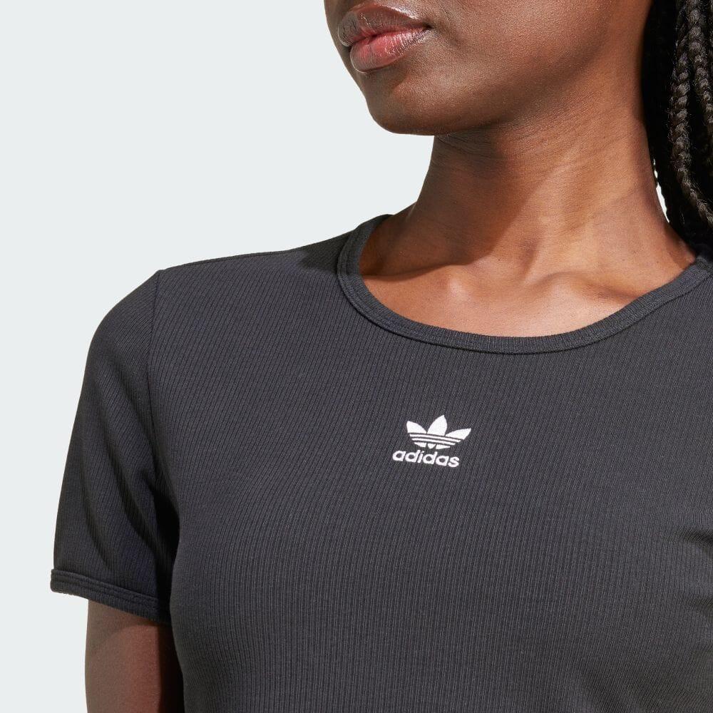 Adidas Originals Essentials Slim Fit Comfortable Short Sleeve T-Shirt Women Tops Black IY9664