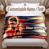 Lamine Yamal Printed Flannel Blanket Custom Name Text Soft Warm Throw For Bedroom Holiday Gift