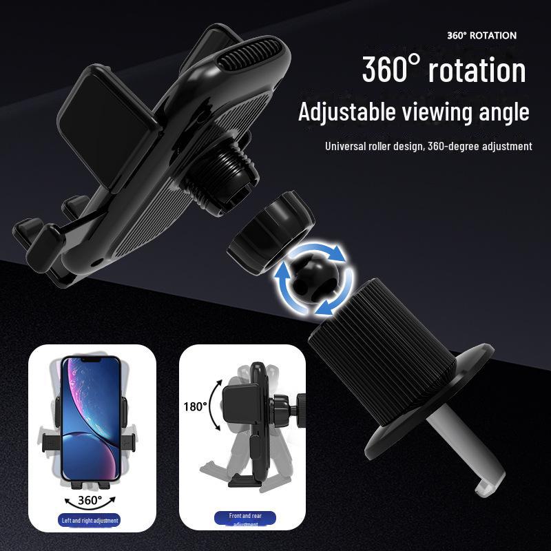 360° Rotating Anti-Shake Car Phone Holder with Inverted Hook for Air Vents