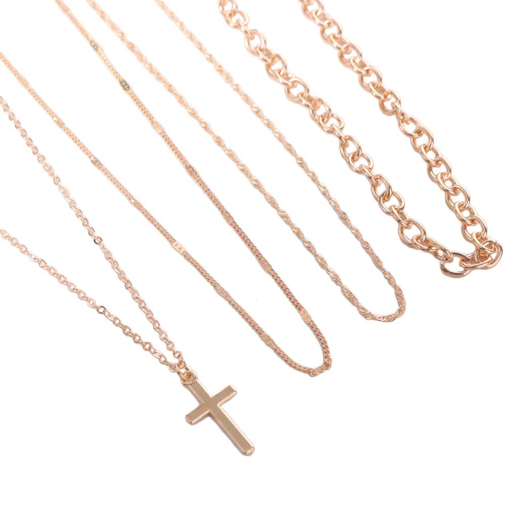Adjustable Cross Pendant Thin Chain Multi Layer Prayer Necklace  Jewelry Accessories
