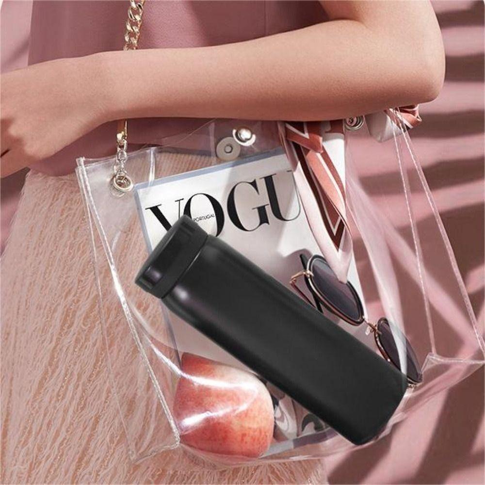 Solid Color Slim Insulated Thermal Water Bottle Round Hot Cold Water Bottle  Outdoor Hiking