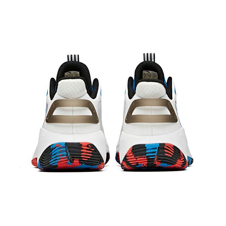Anta Basketball Series Shock Absorption Non-Slip Wear-Resistant Mid-Top Performance Basketball Shoes Kids Sneakers White Black Blue 312121110-1