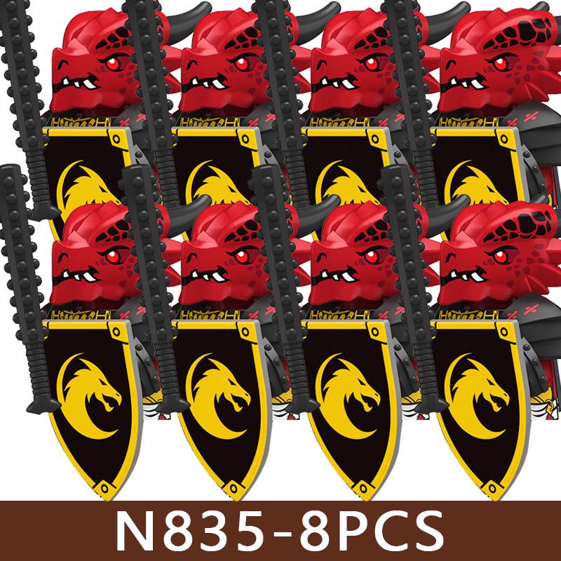 Medieval Castle Soldier Figures Building Blocks Knight Orc Warrior Dragon Wolf Animals Battle Flags Accessories Bricks Toys Boys