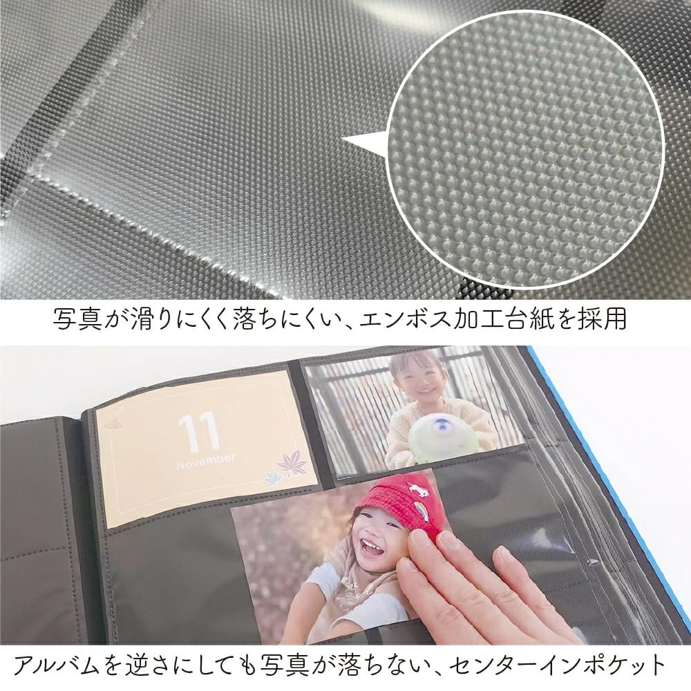 Nakabayashi Large Capacity 6-Pocket Photo Album, Holds 960 L-size Photos, Therapy Color, 2 Columns x 3 Rows, TCPK-6L-960-CB/EC, Calm Blue. (Photo Albu