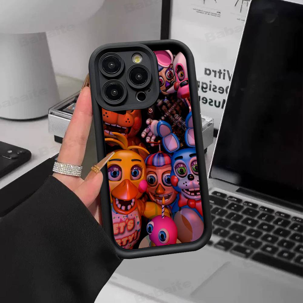 F-FNAF Five-nights-At-Freddys Silicone Soft Phone Case For iPhone 17 16 15 14 Plus 13 12 Mini 11 Black Cover