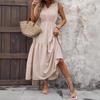 Amazon Independent Station Foreign Trade 2025 Summer New European and American Women's Clothing Cross-border Solid Color Temperament Slim Dress
