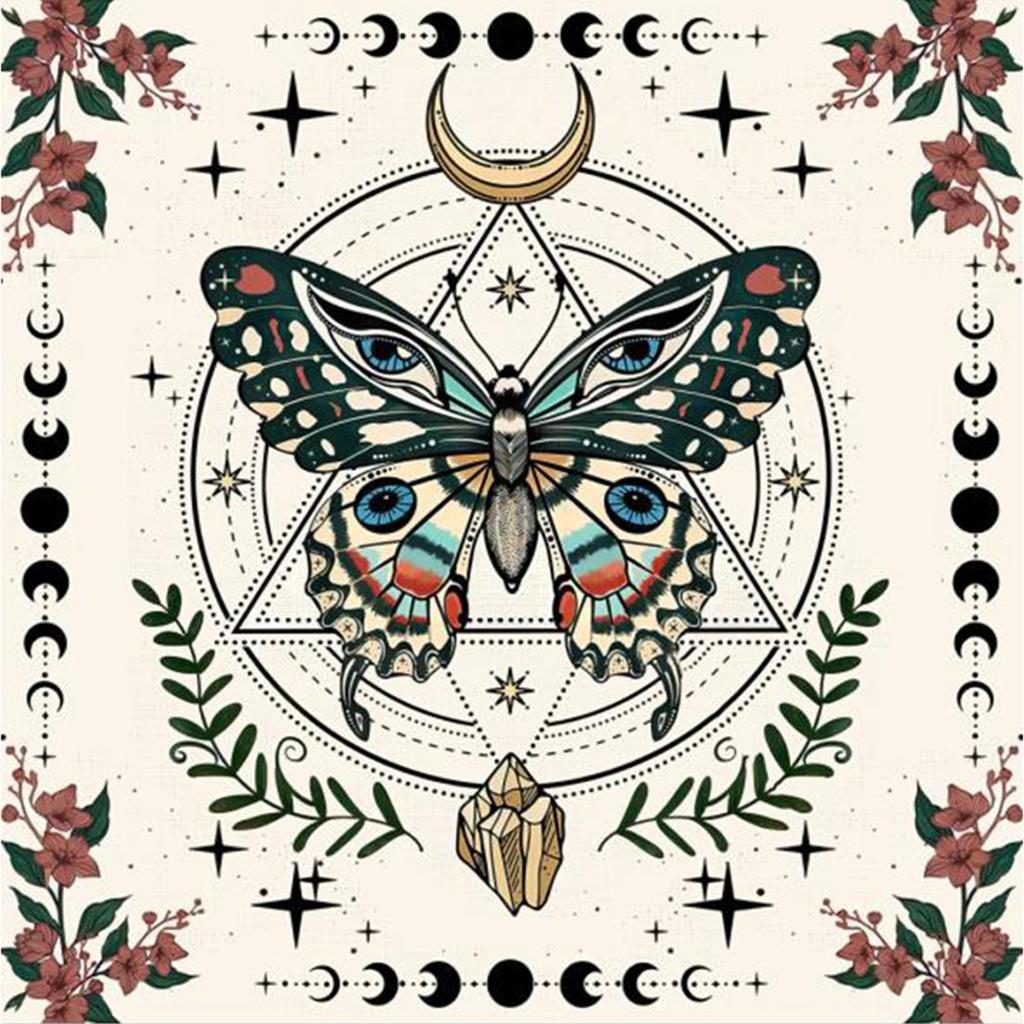 Tapestry Butterfly Moon Phases Tablecloth for Bedroom Decorative Background Cloth Picnic Blanket Tarot Tablecloth Home