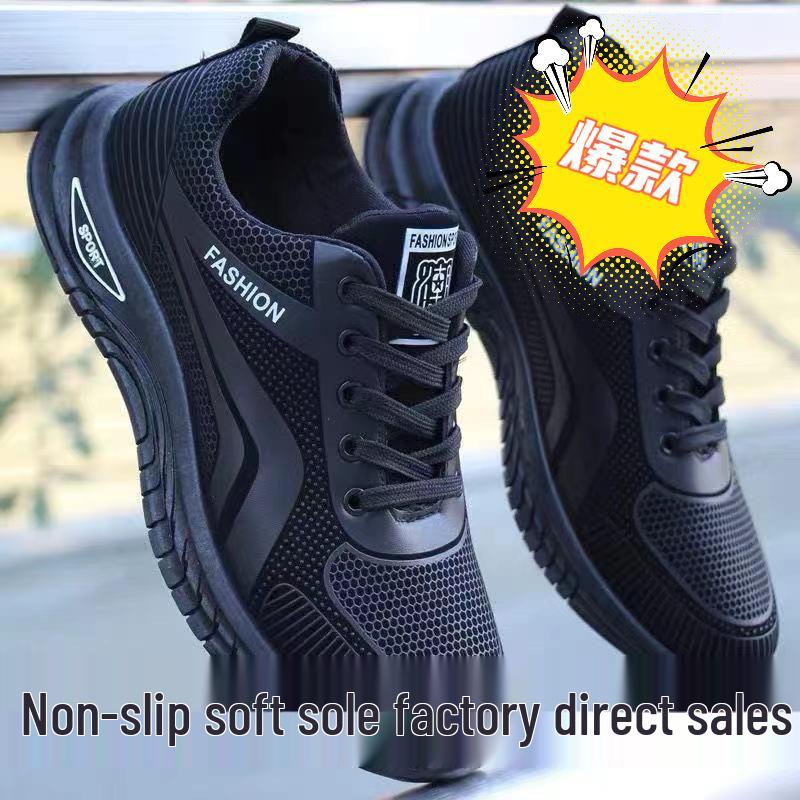 

Men s Black Leather Non-Slip, Waterproof, Breathable Casual Shoes - Wear-Resistant, Lightweight, Dirt-Resistant, Thick Sole Sports Shoes Size 40