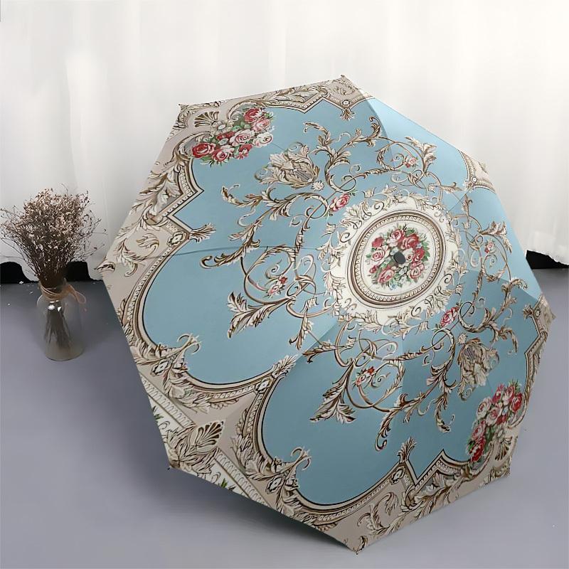 1PC Victorian Floral Umbrella-8-Rib Reinforced, Automatic Open, Lightweight & Durable, Fashion Accessory for Outdoor, Beach L0335