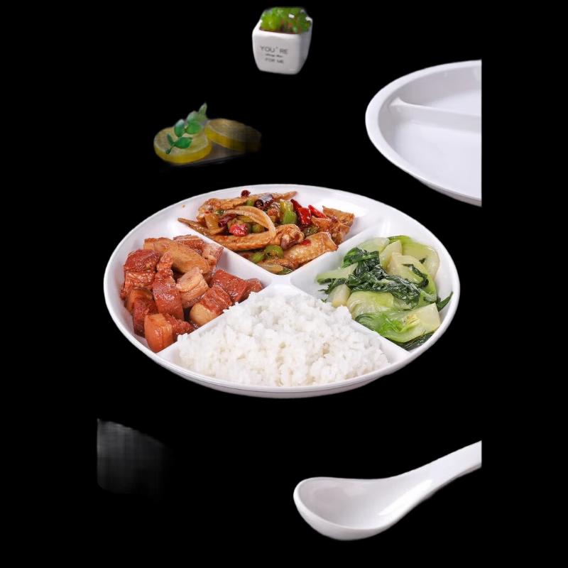 Melamine Four-Compartment Rectangular Fast Food Tray