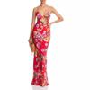European and American Sexy Suspender Print Sleeveless Off-the-shoulder Fishtail Dress Vacation Lace-up Halter Dress