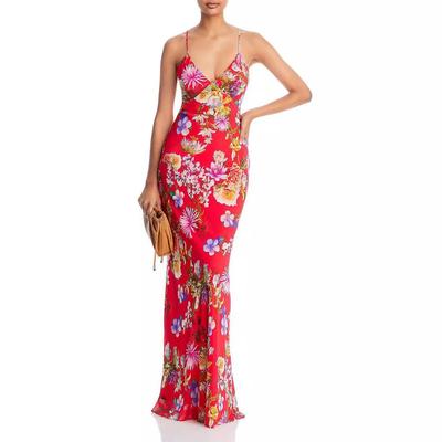 European and American Sexy Suspender Print Sleeveless Off-the-shoulder Fishtail Dress Vacation Lace-up Halter Dress