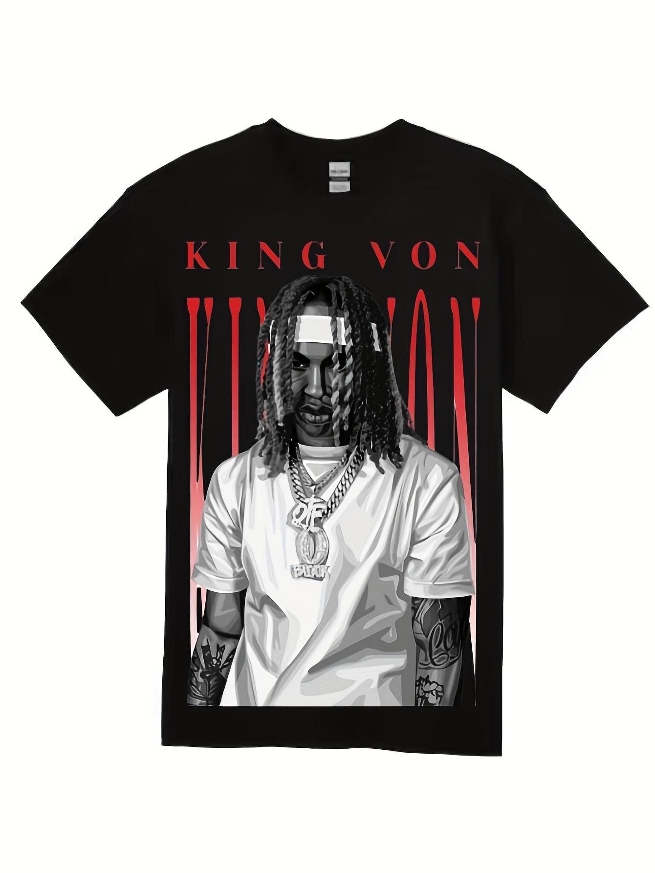 

King Von Men s Black T-Shirt - Stylish Graphic Print, Casual Cotton Tee with Crew Neck, Short Sleeves S