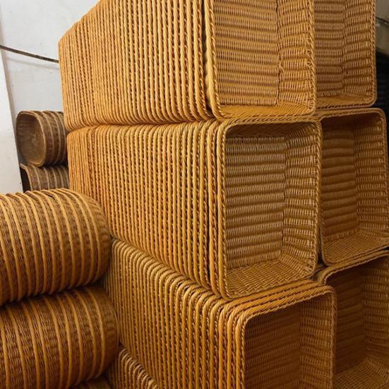 Yousheng Woven Fruit Basket Stackable Easy Clean Bread Storage Baskets Handmade Storage Bin for Pantry Kitchen Table Rustic Home Decor