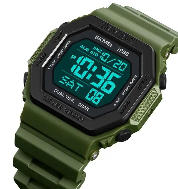 SKMEI 1988 Fashon Back Light Digital Sport Watches Mens Countdown Wristwatch 5Bar Waterproof Alarm Clock Reloj Hombre