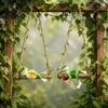 Whimsical Tree Hanging Sculpture 2Pcs Swing Frog Garden Statue with Hemp Rope, Ornament Beer/Wine Creative Landscaping Gifts for Outdoor Decor,