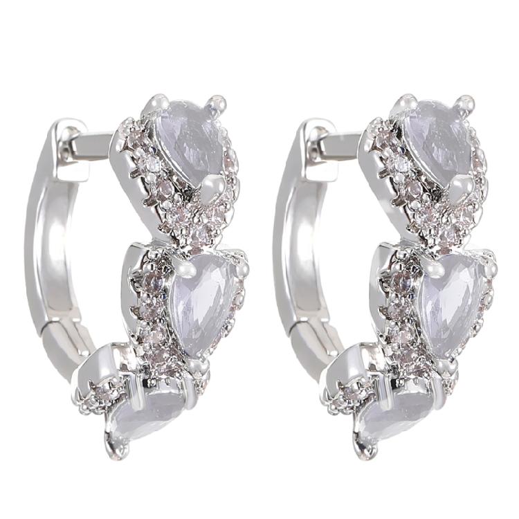 Elegant Hoop Earrings with Zirconia Sophisticated Zirconia Hoops Ear Rings for Women Suitable for Formal Event