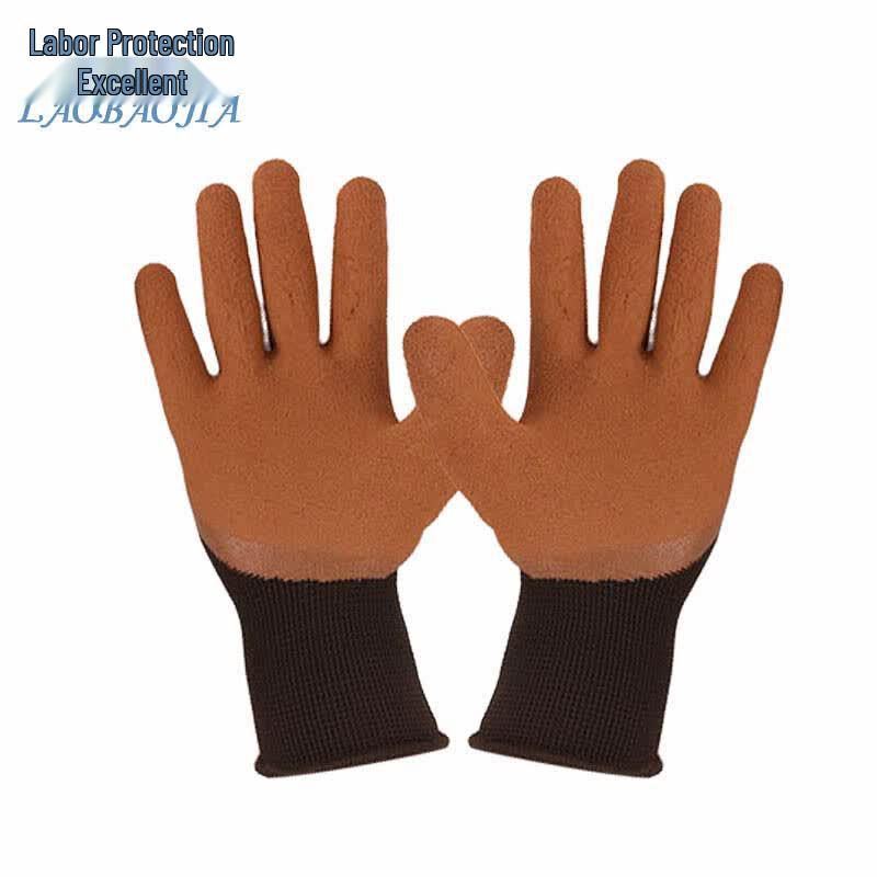 Nylon Dipped Wrinkled Latex Foam Work Gloves One Size