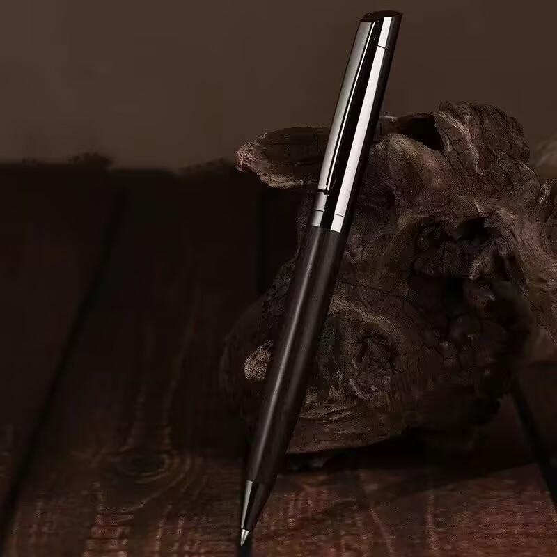 

Brown Wood Rollerball Pen Stainless Steel Spin Walnut Wooden Stationery Office School Supplies Ball Point Ink Pen Gift Pen