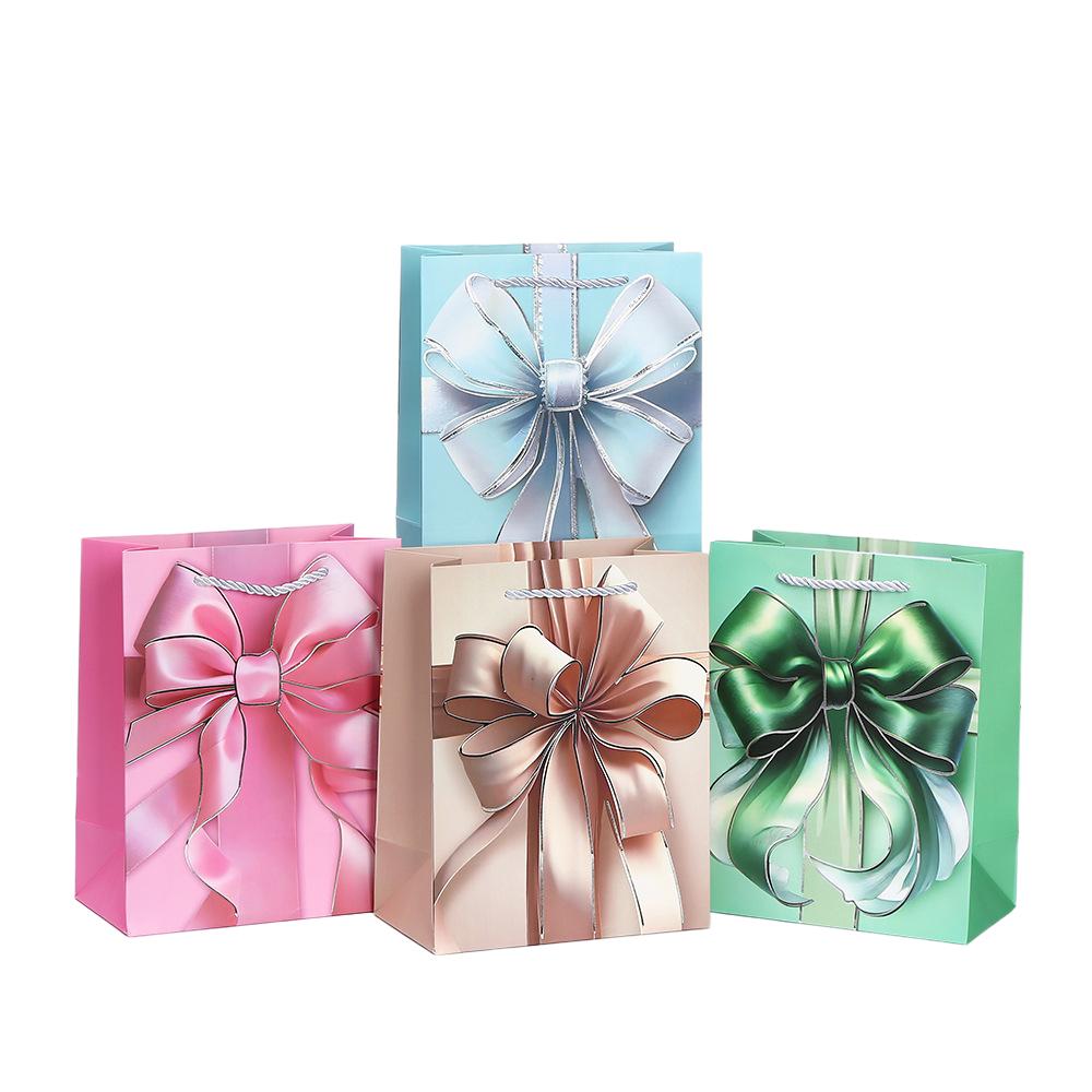 6/10pcs StoBag Gift Bow Paper Tote Bags Recyclable Gift Bags for Birthday Wedding Party Favors Candy Cookies Retail