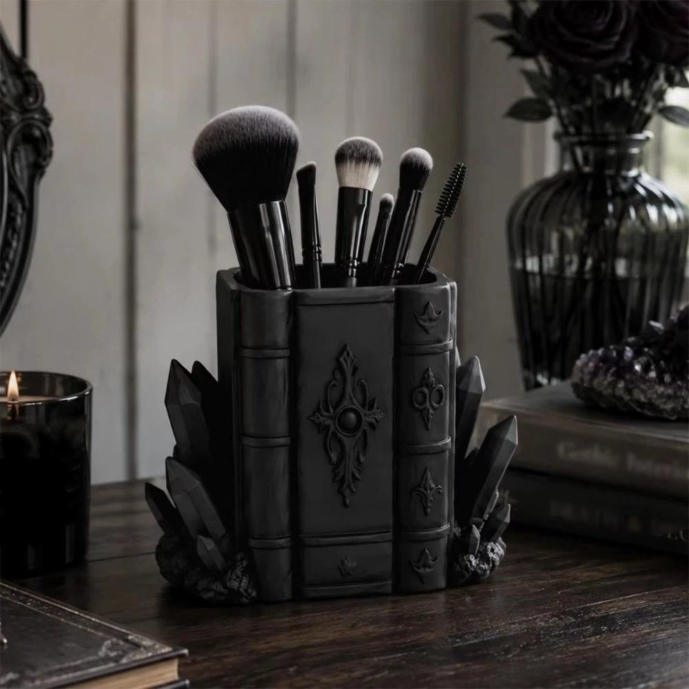 Gothic Style Magic Book Crystal Pen Holder Large Capacity Makeup Brush Storage Box for Home