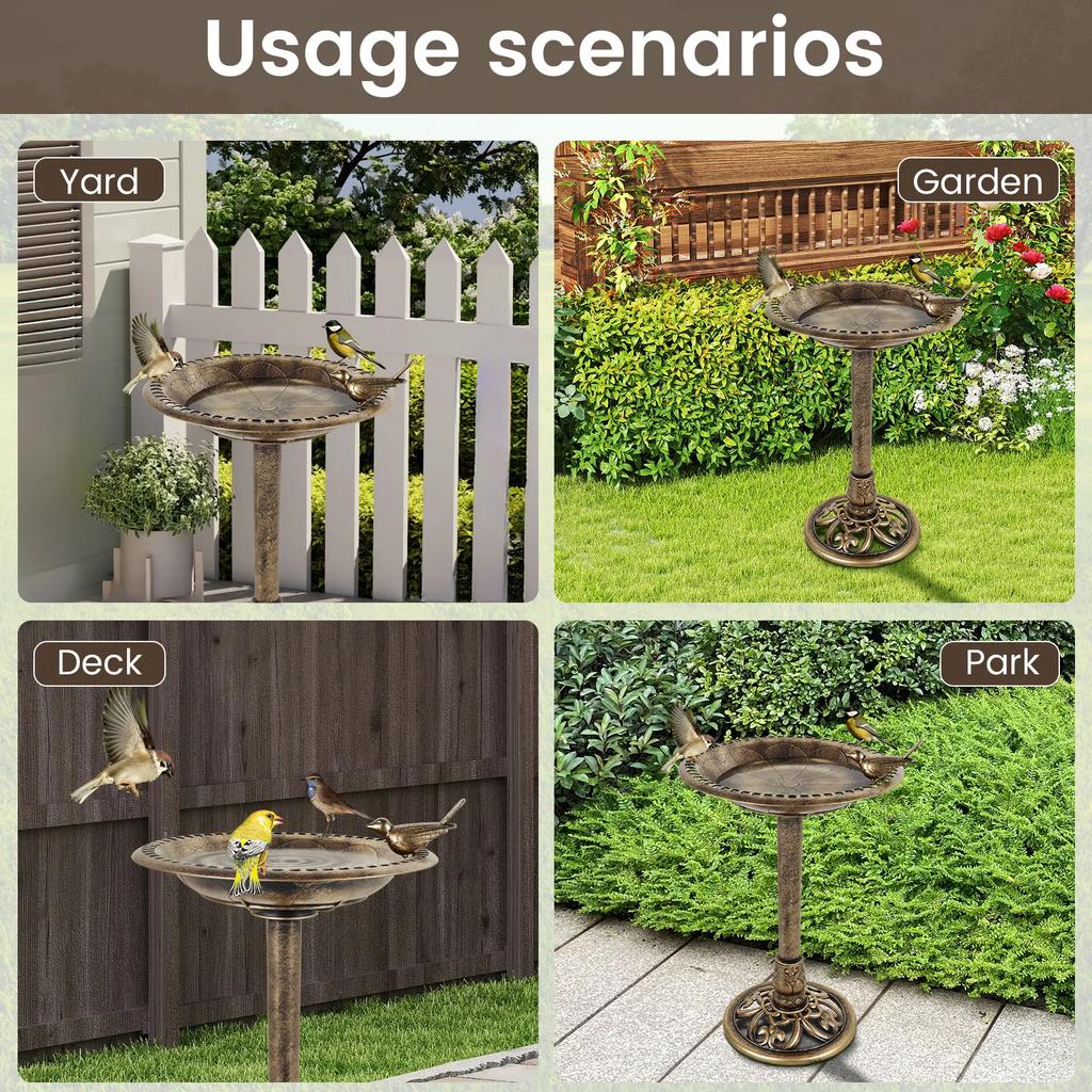 Vintage Bird Bath Feeder Bowl for Outdoor Garden Decor Courtyard Parrot Hummingbird Wild Birds Feeding Watering Supplies